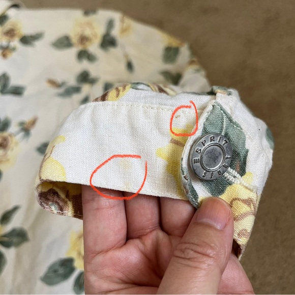 Vintage ESPRIT Sport 80s 90s Floral Rose Print Linen Cotton Blend Jacket size M - Picture 11 of 11